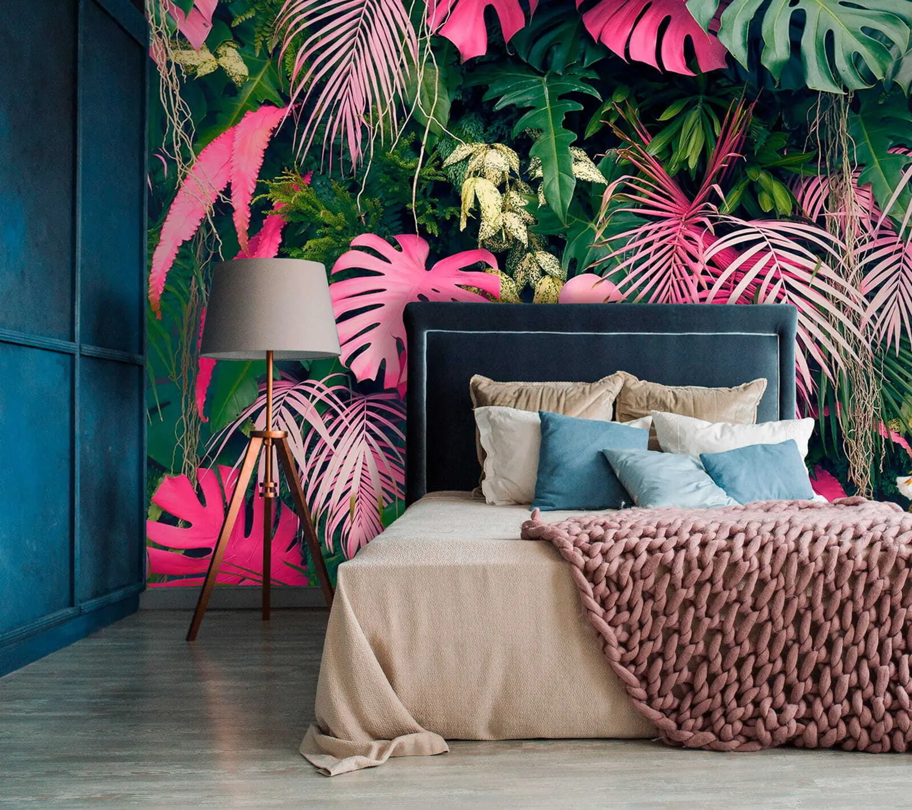 Valokuvatapetti Vihreä ja vaaleanpunainen lehdet u79682