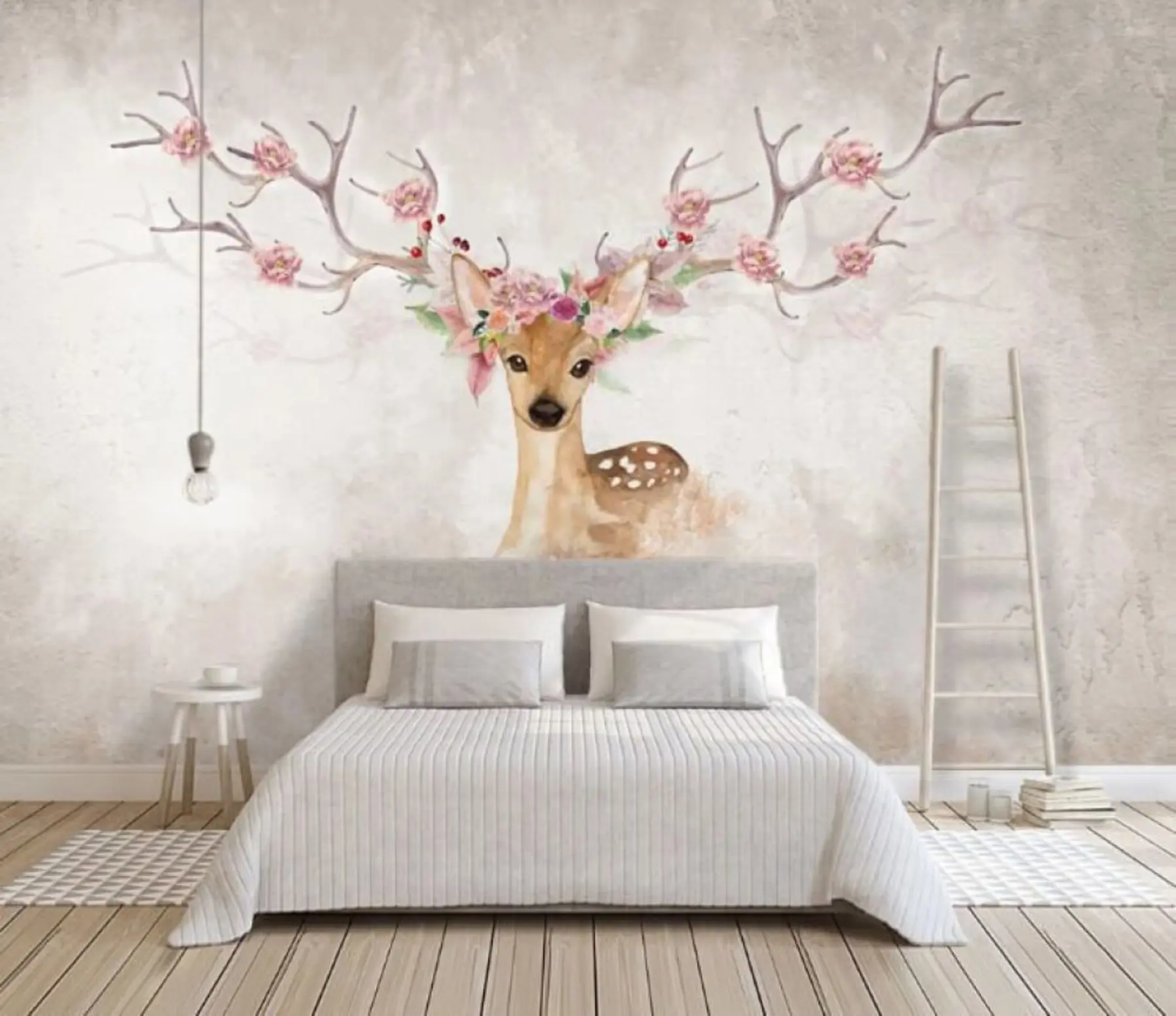 Valokuvatapetti Deer kukkia sarvet u04671