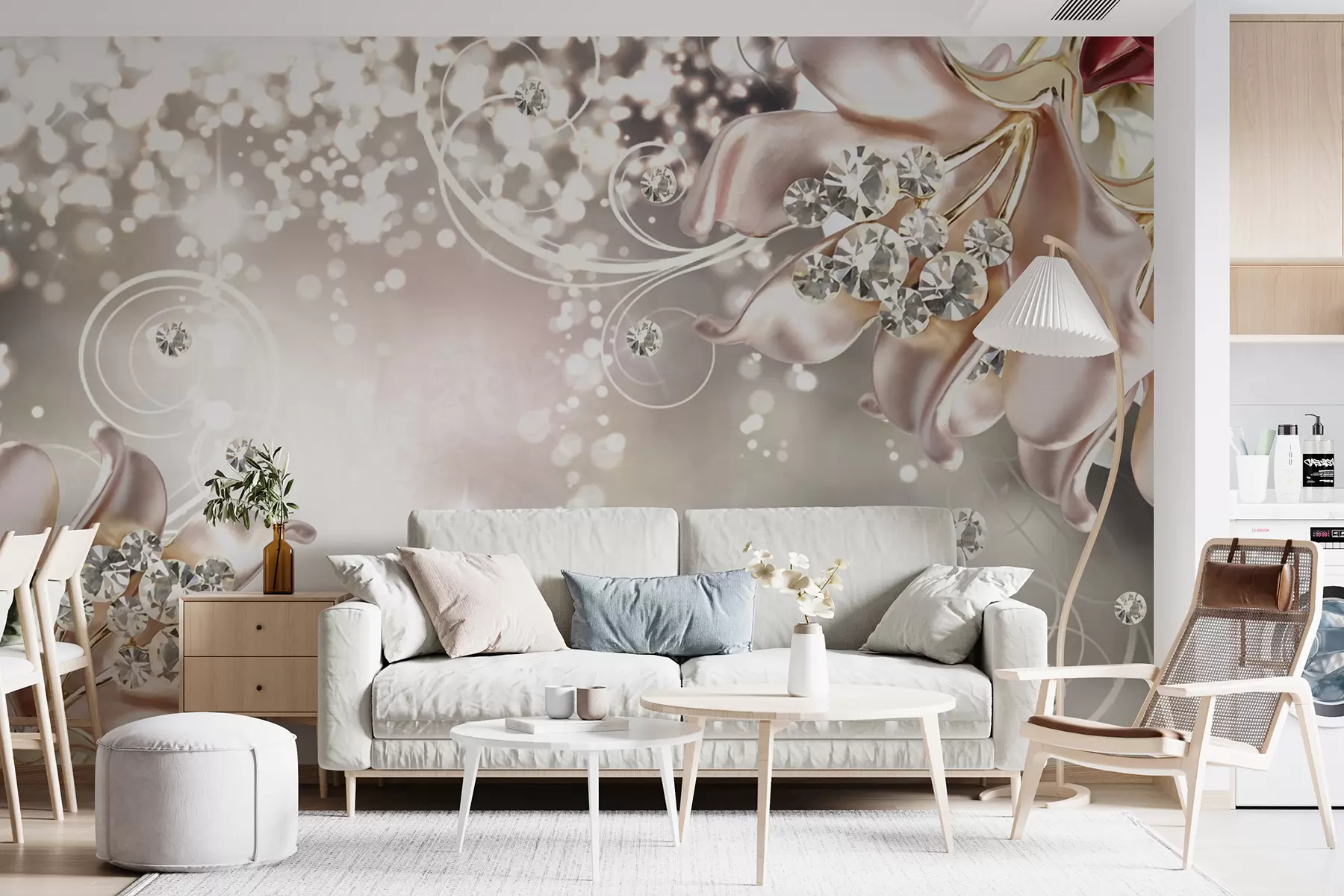 Valokuvatapetti Posliinikukkia ja kristalleja u17739