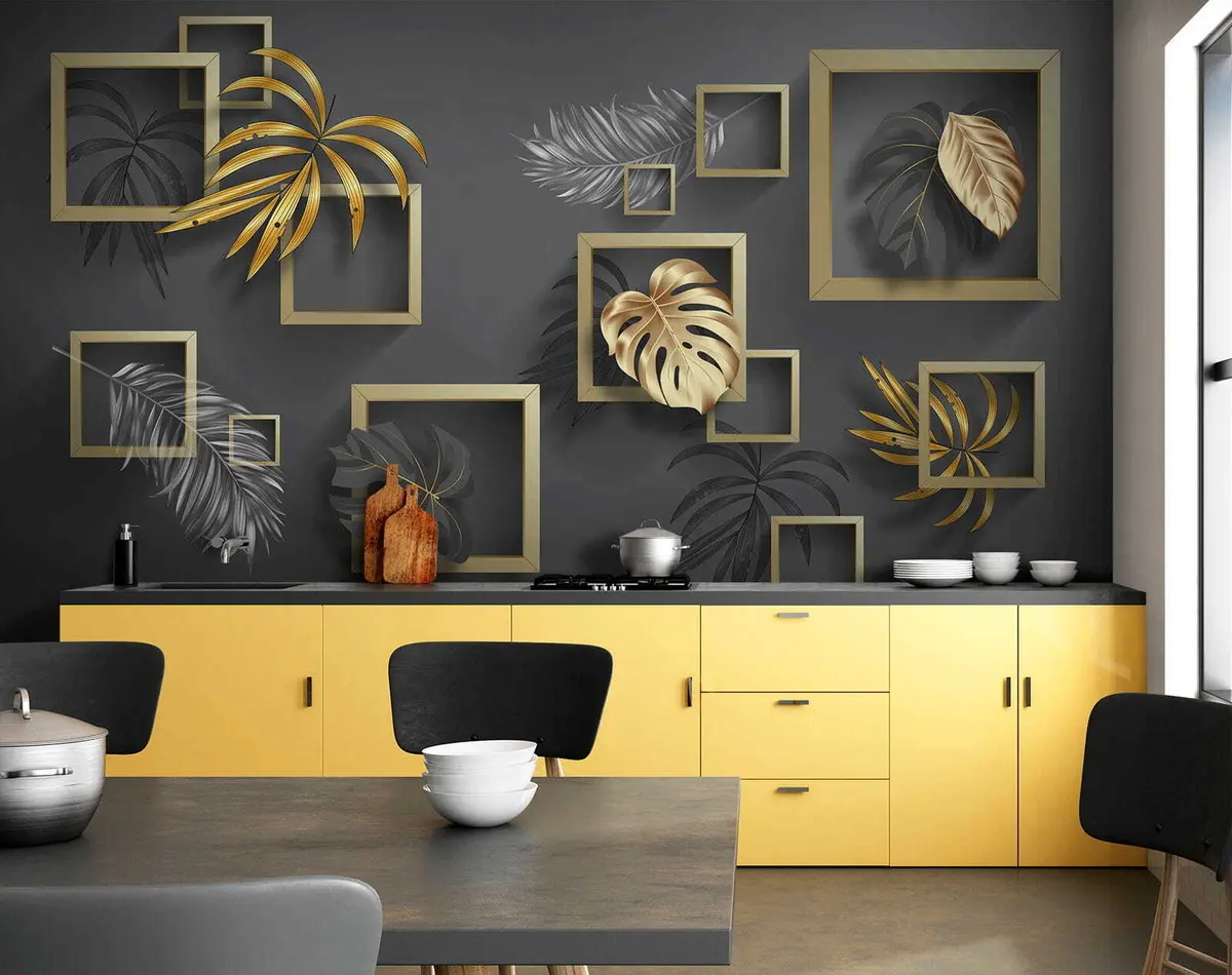 Valokuvatapetti Tyylikkäät kehykset, joissa on rehevät lehdet u20111