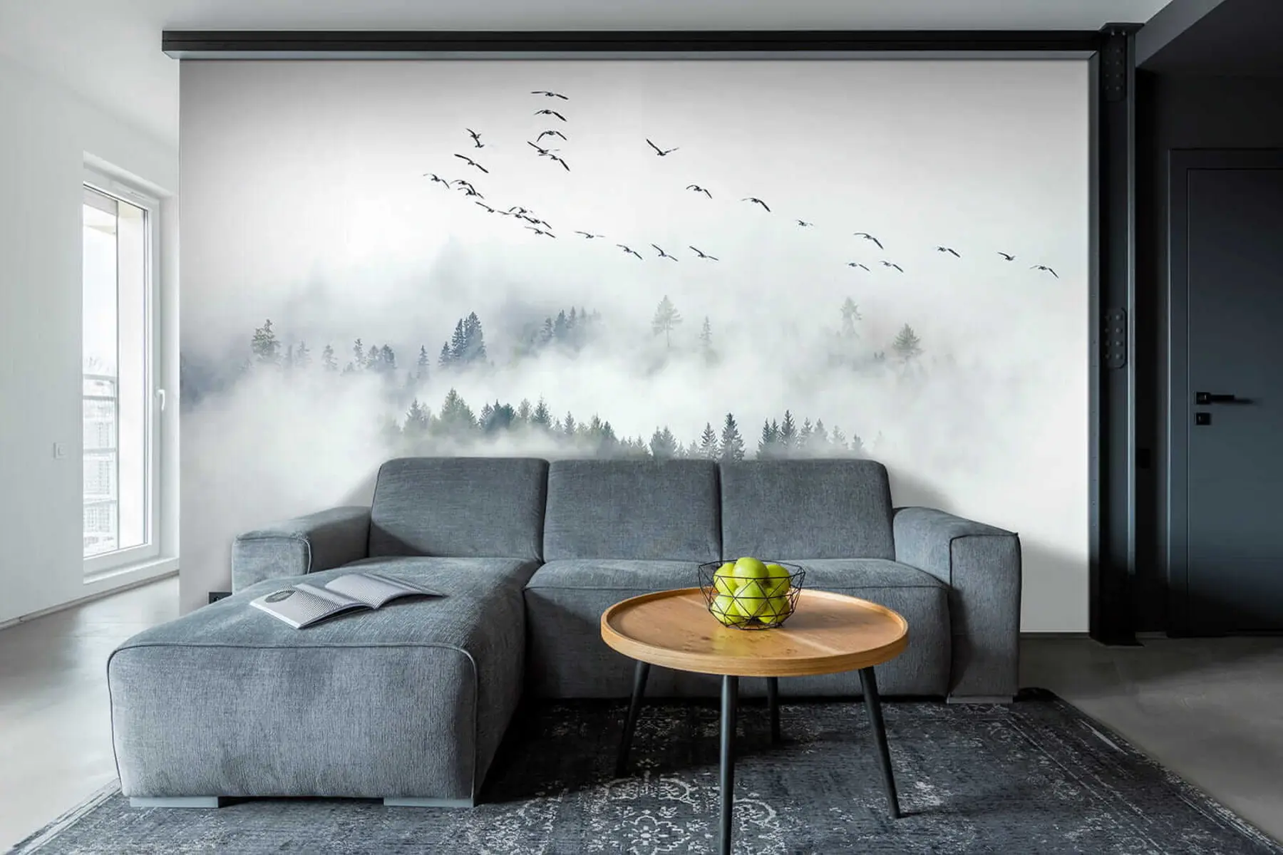 Valokuvatapetti Sumumetsä ja linnut u32480