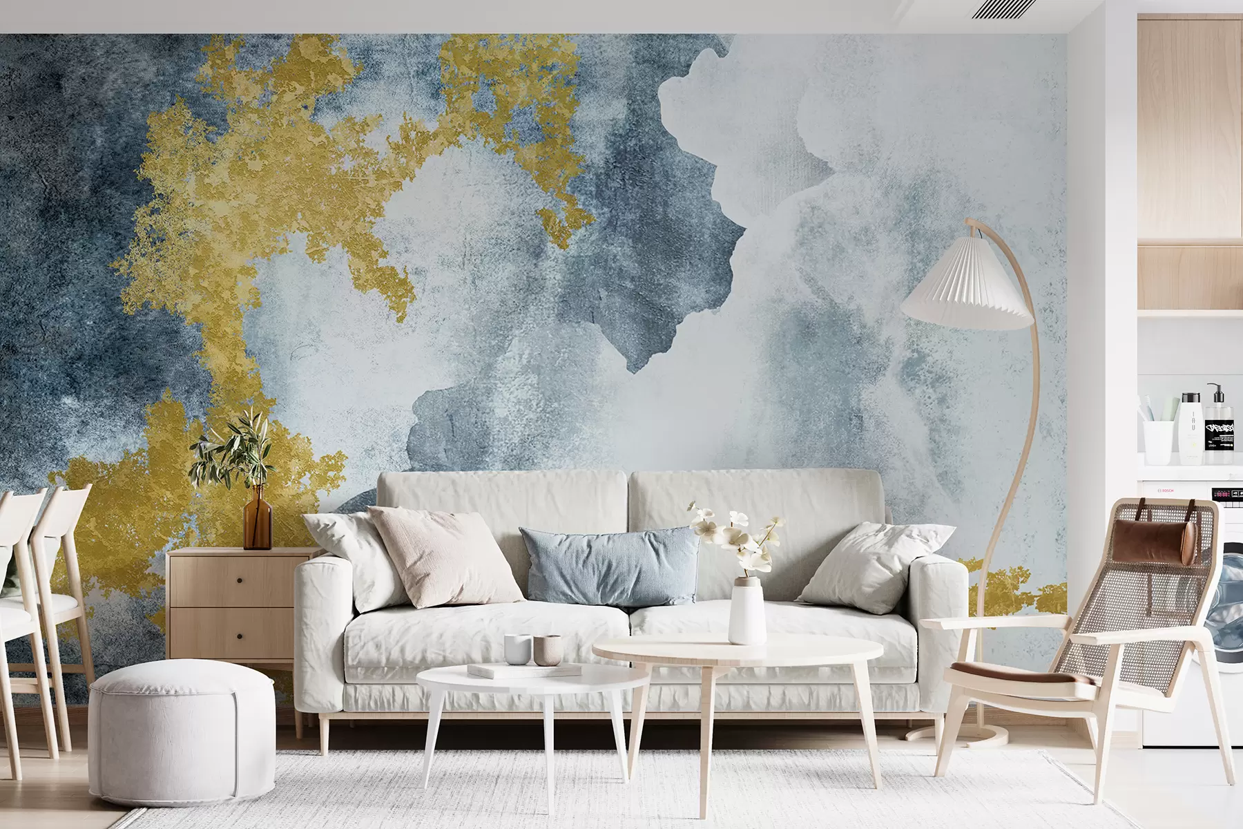 Valokuvatapetti Betonin harmaa vanha seinä, jossa on halkeamia u40833