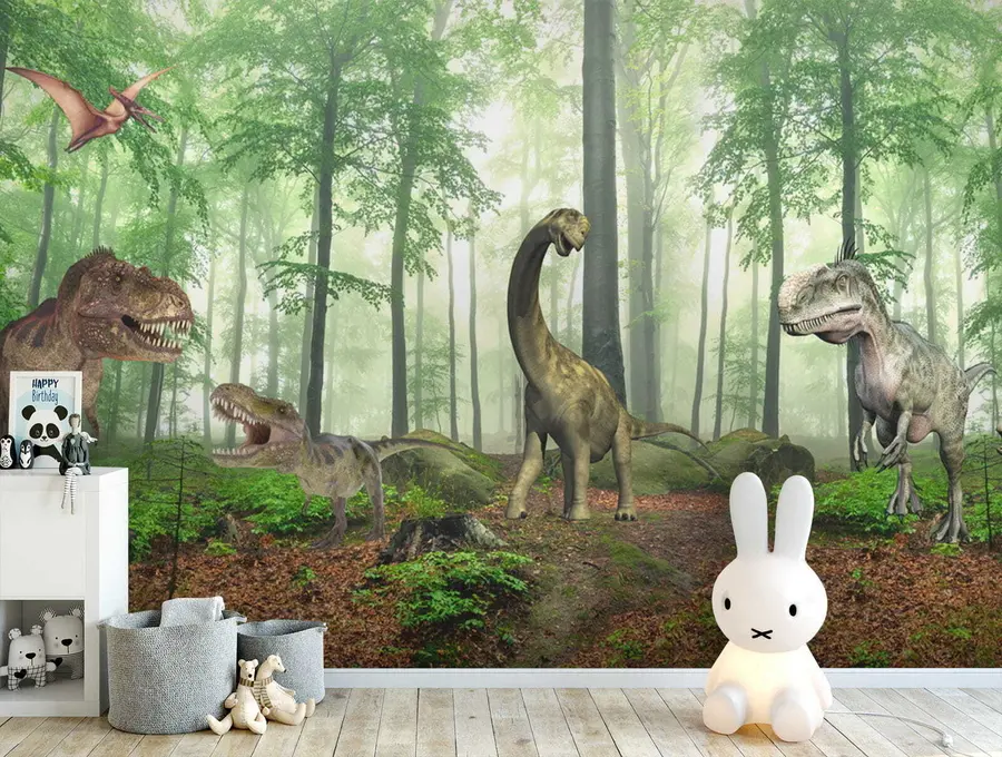 Valokuvatapetti Dinosaurukset metsässä u60039
