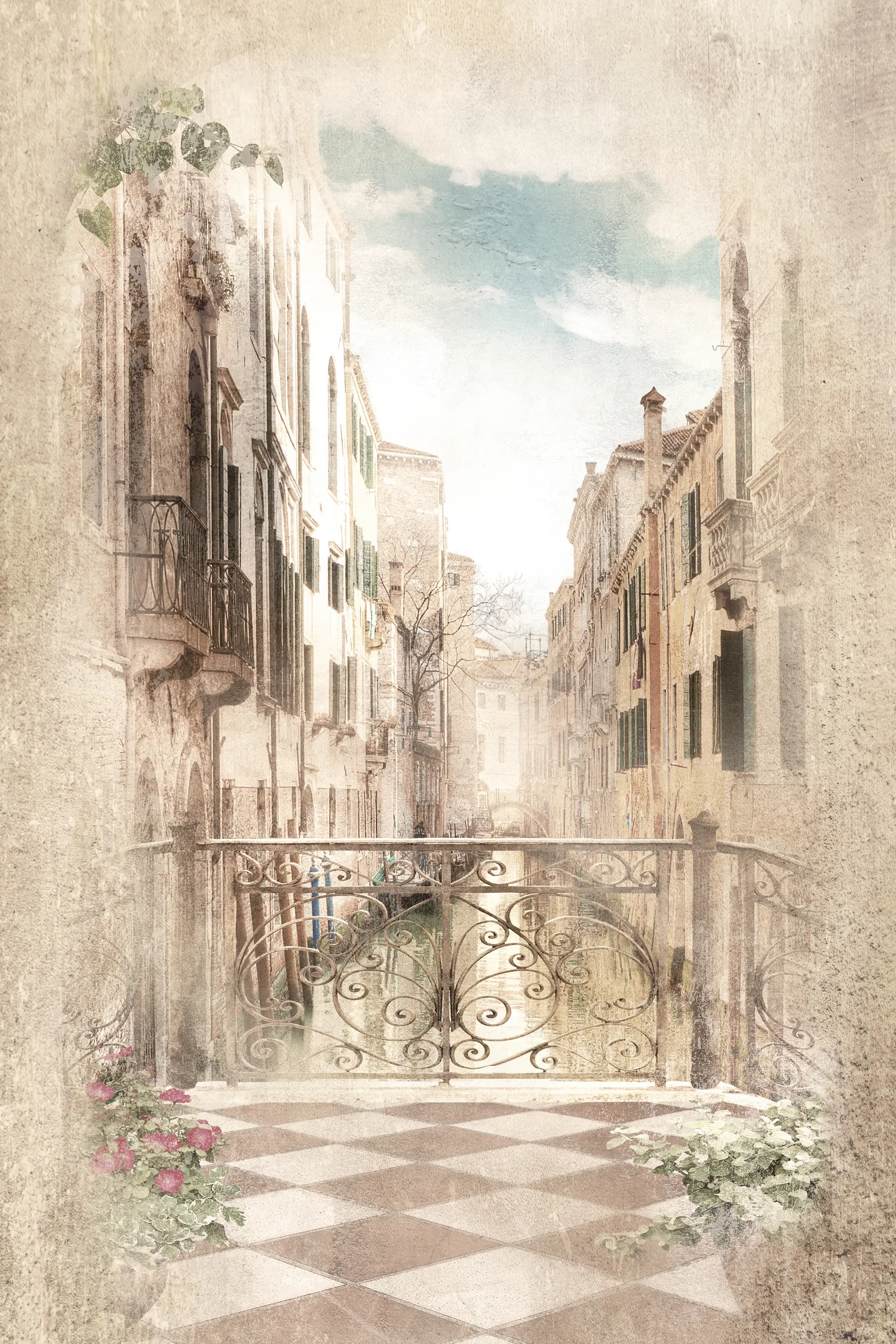 Valokuvatapetti Parveke, italialainen katu u60320