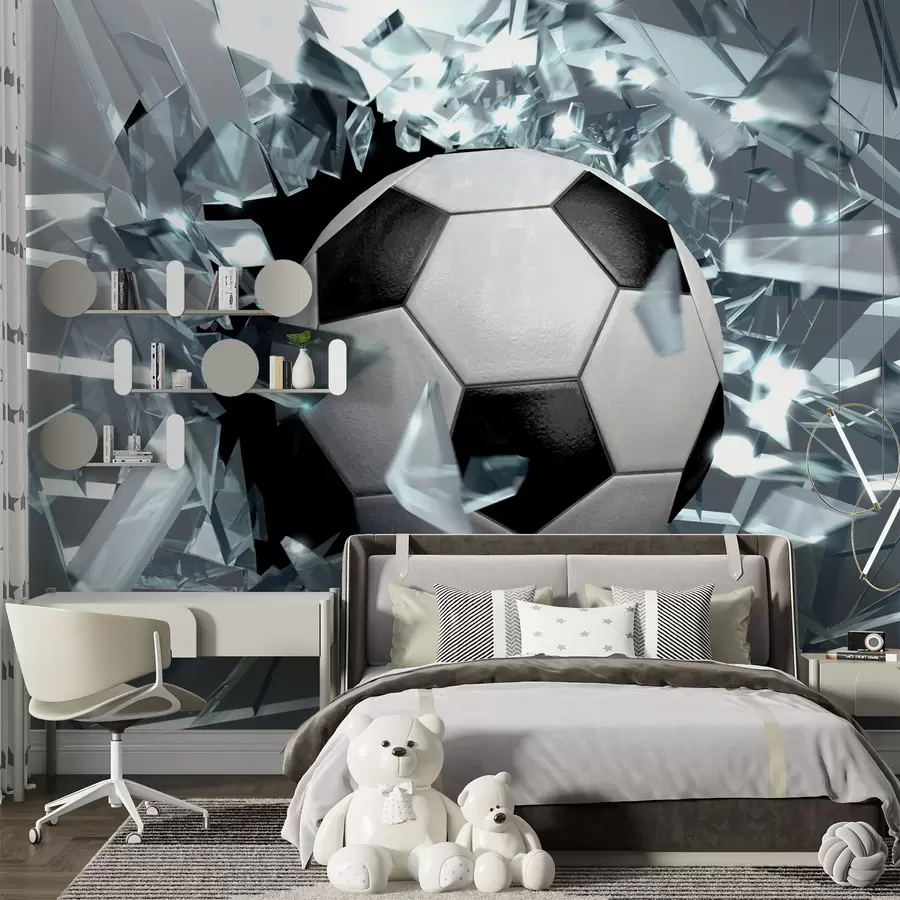 Valokuvatapetti Jalkapallo rikkoo lasin u64581