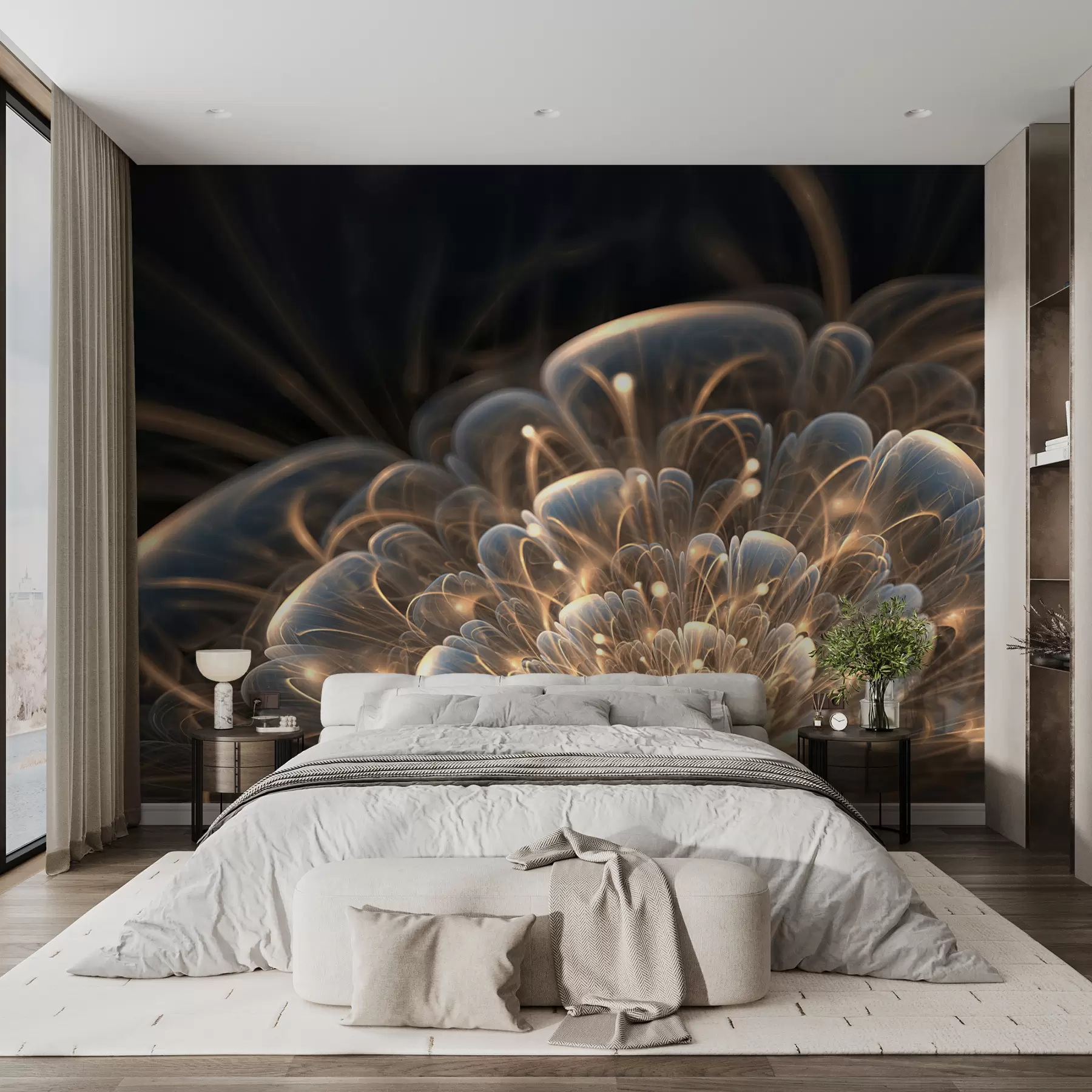 Valokuvatapetti Piirtäminen valolla tummalla taustalla u59705