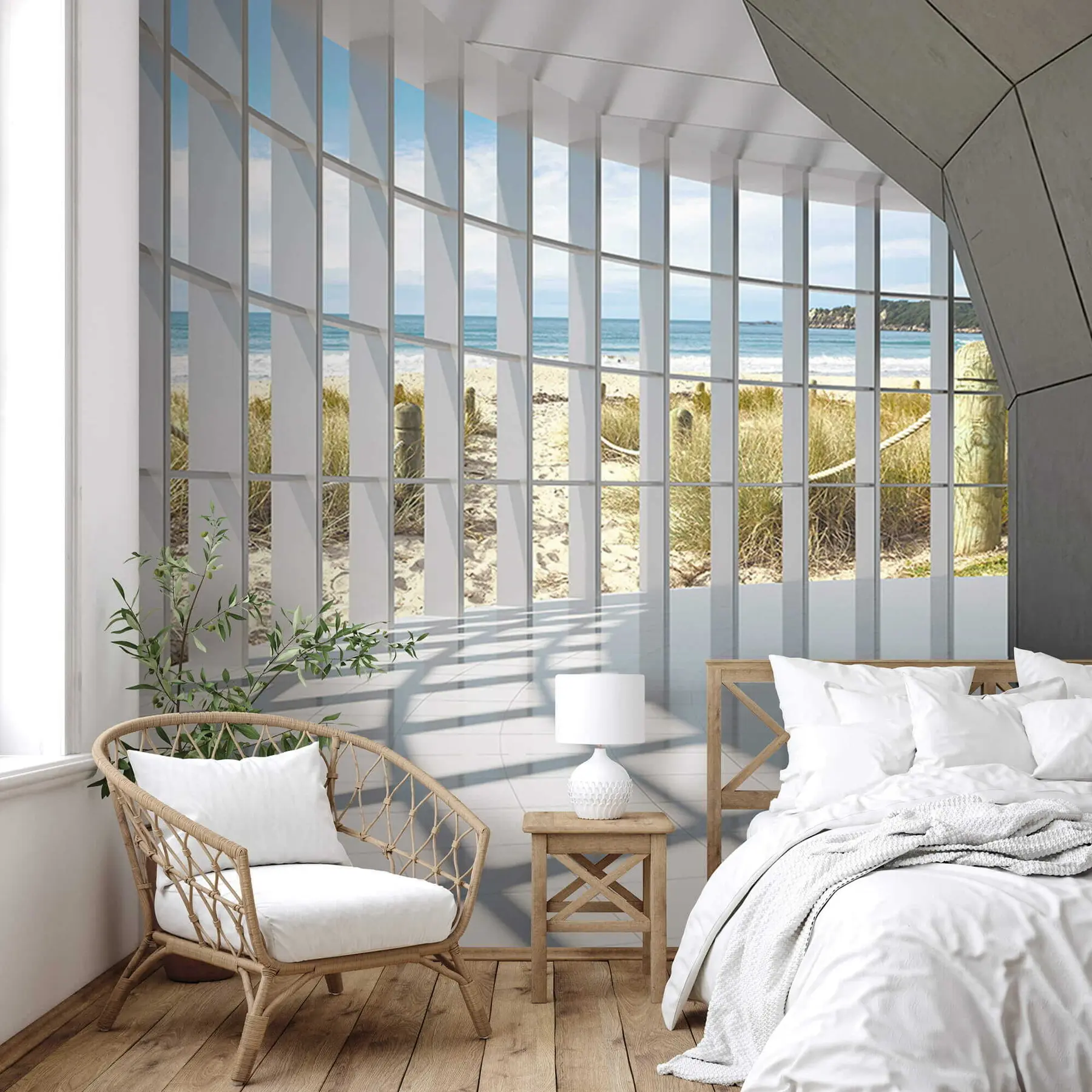 Valokuvatapetti 3D-käytävä merinäköalalla u70513