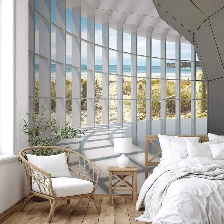 Valokuvatapetti 3D-käytävä merinäköalalla u70513