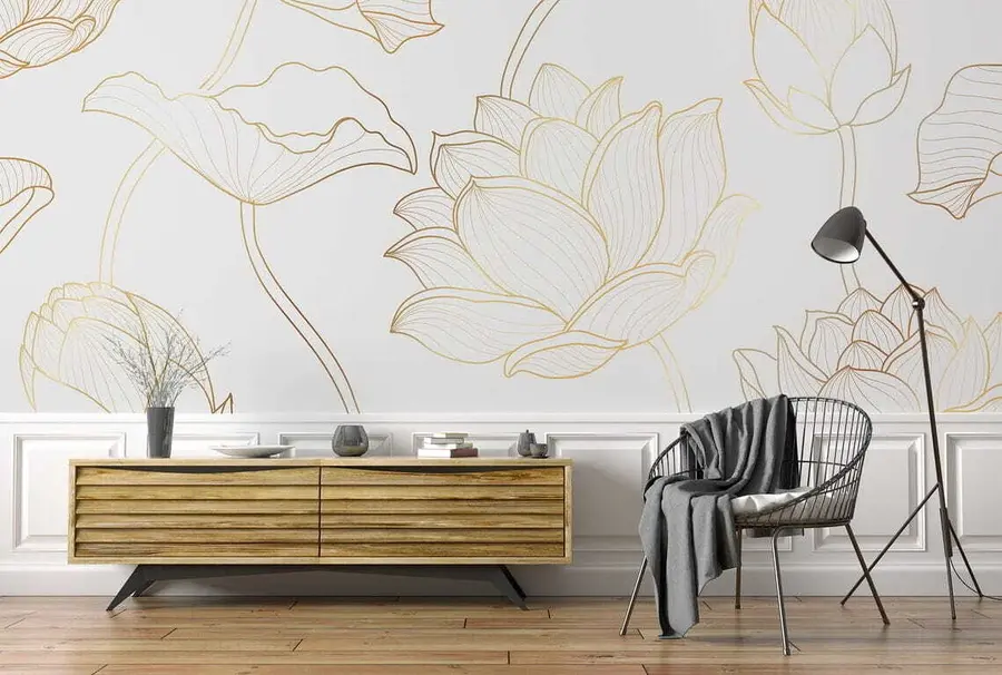 Valokuvatapetti Lotus line art u58166
