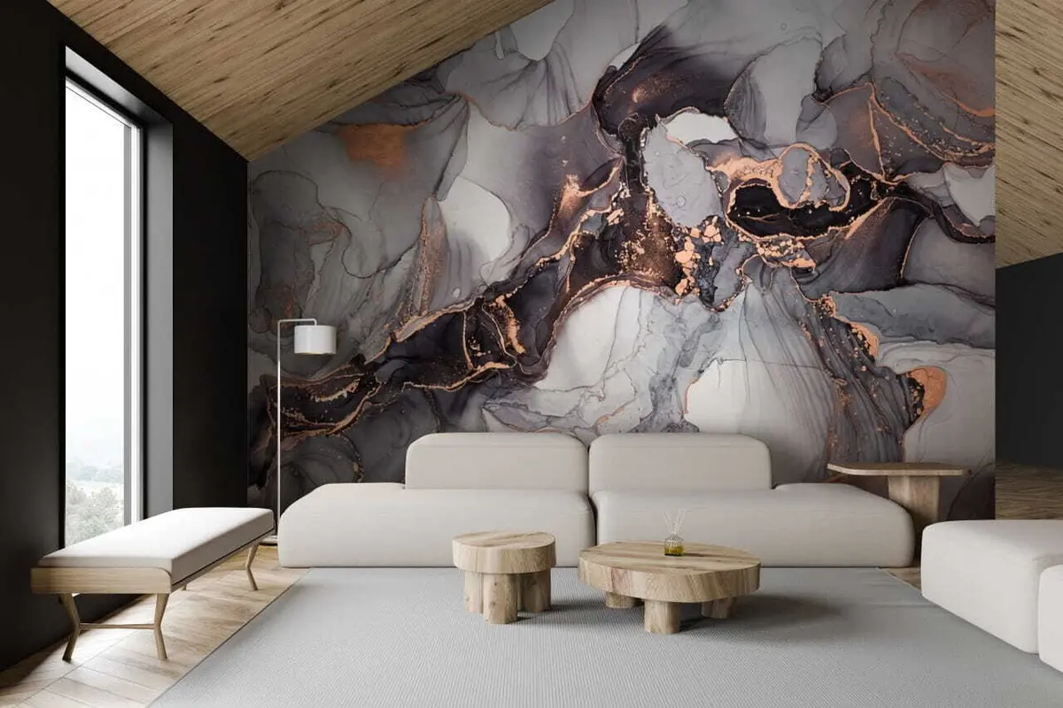 Valokuvatapetti Fluid art abstrakti taide tummissa sävyissä u70766