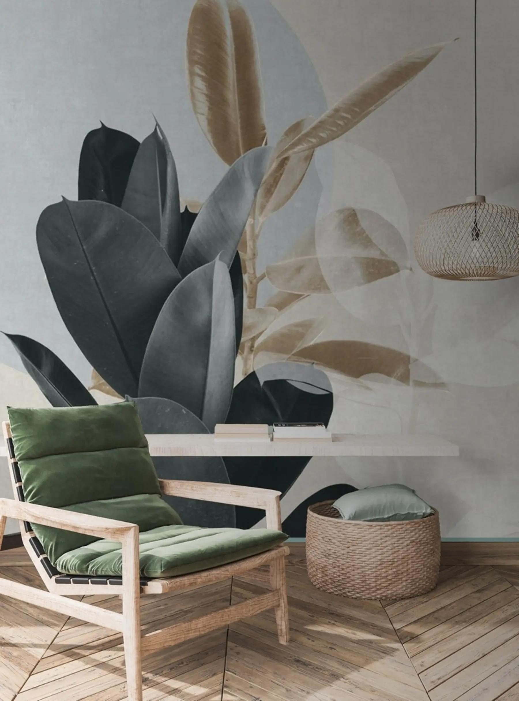 Valokuvatapetti Ficus grunge-seinä taustalla u71334