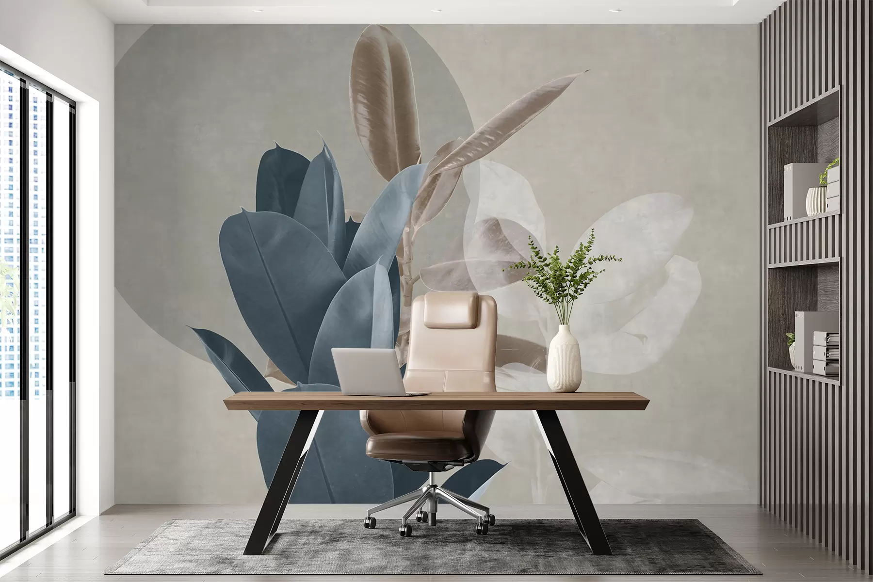 Valokuvatapetti Ficus grunge-seinä taustalla u71334
