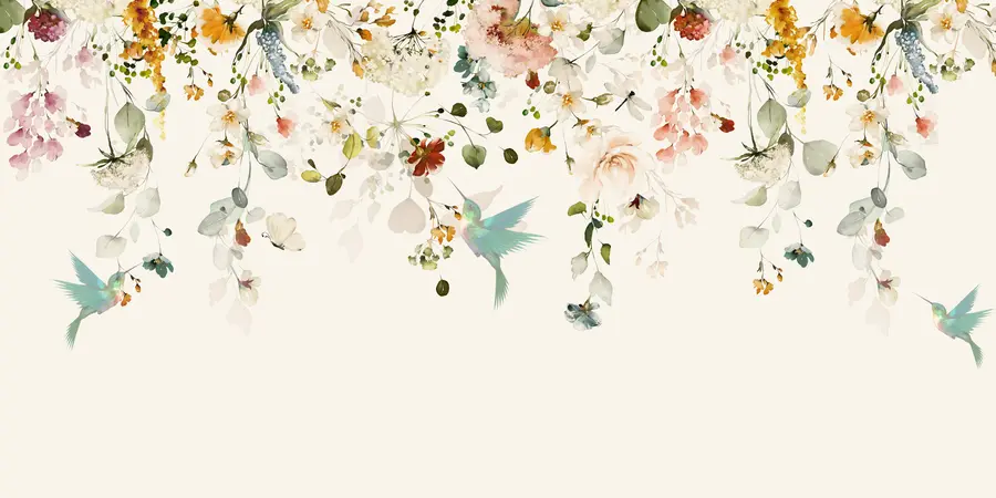 Valokuvatapetti Kukkia ja kolibreja u59610d2