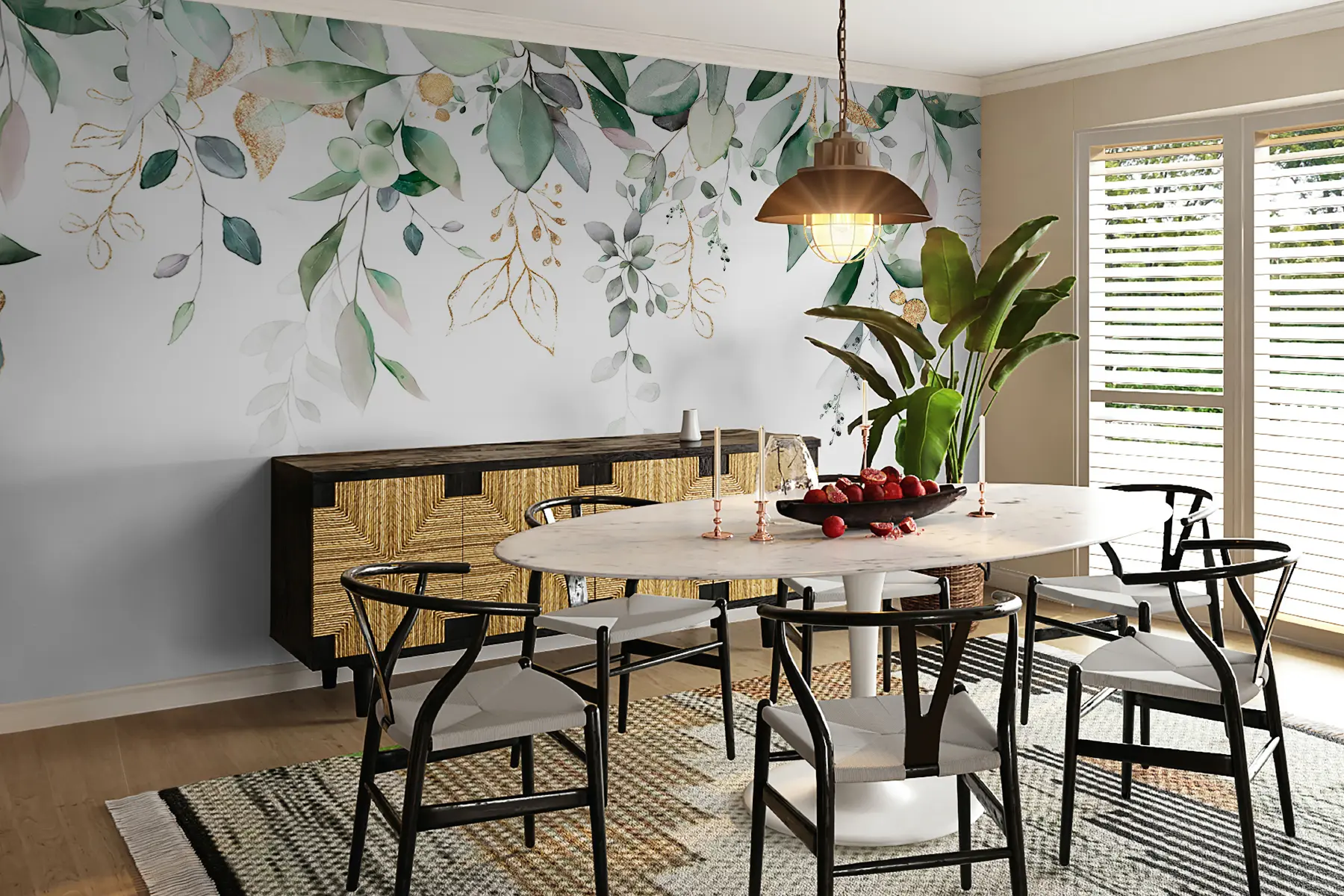 Valokuvatapetti Riippuva eukalyptuslehti valkoisella pohjalla u95506d2