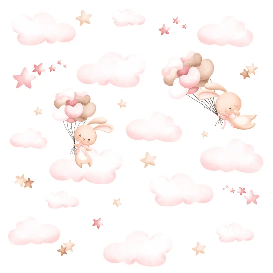 Valokuvatapetti Söpö kani ja ilmapallot u95399d1