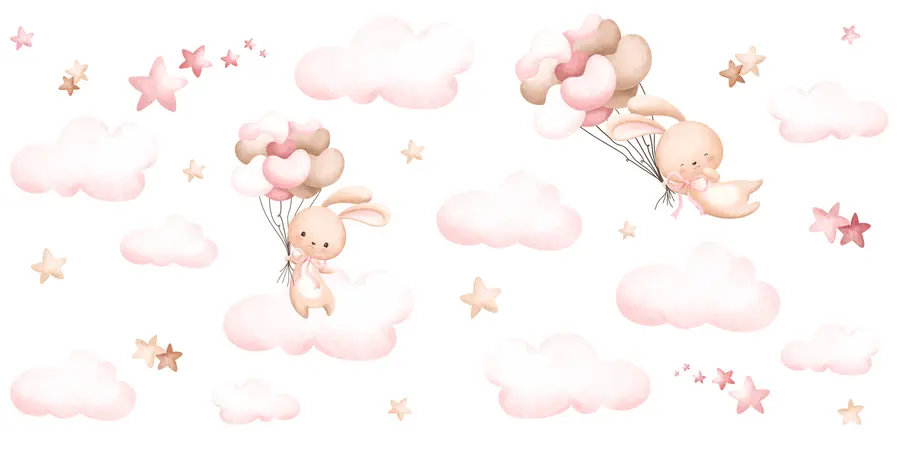 Valokuvatapetti Söpö kani ja ilmapallot u95399d2