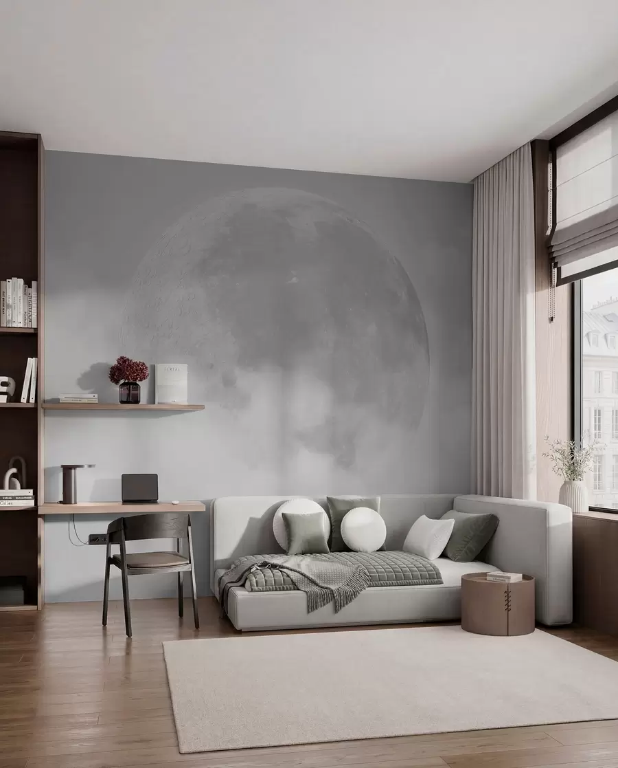 Valokuvatapetti Iso kuu harmaan pilvien joukossa loft-tyyliin w00548v1