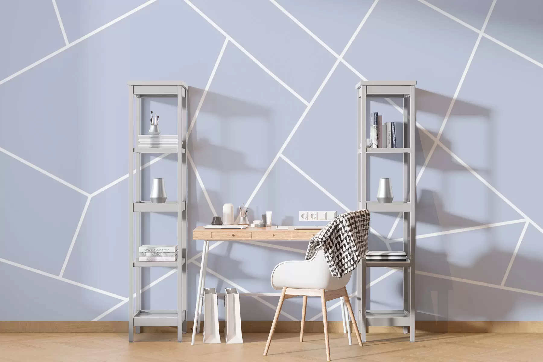 Valokuvatapetti Geometriset muodot verkkokolmiot sininen väri w00827v2