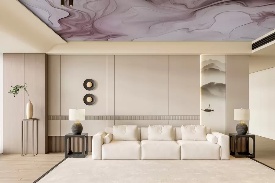 Valokuvatapetti Pastellin abstraktit aallot vaalealla taustalla w01185v2