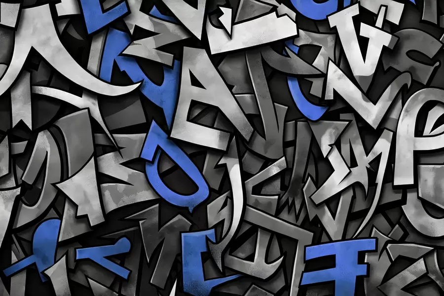 Valokuvatapetti Graffiti isot kirjaimet sinisellä värillä w01186v1