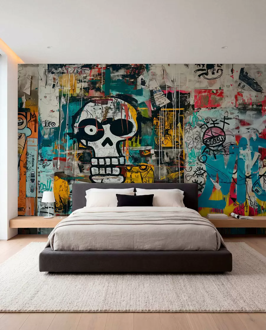 Valokuvatapetti Värikäs graffiti Basquiat-tyyliin w01187
