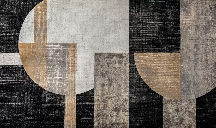 Valokuvatapetti Moderni kuvioitu abstraktio mustassa ja oranssissa värissä w07878