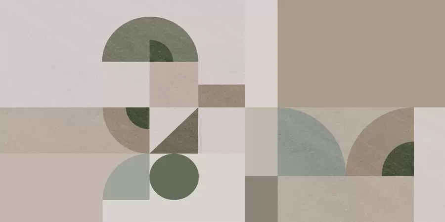 Valokuvatapetti Abstrakti kuvioitu geometria art deco -tyyliin beigen, ruskean ja vihreän sävyissä w08049