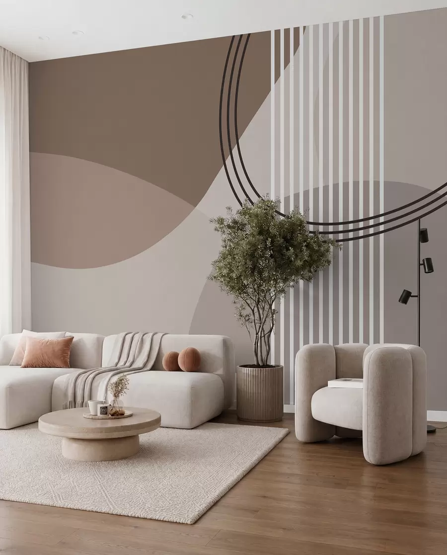 Valokuvatapetti Geometrinen abstraktioviiva ja ympyrä minimalismi moderni tyyli  w08173
