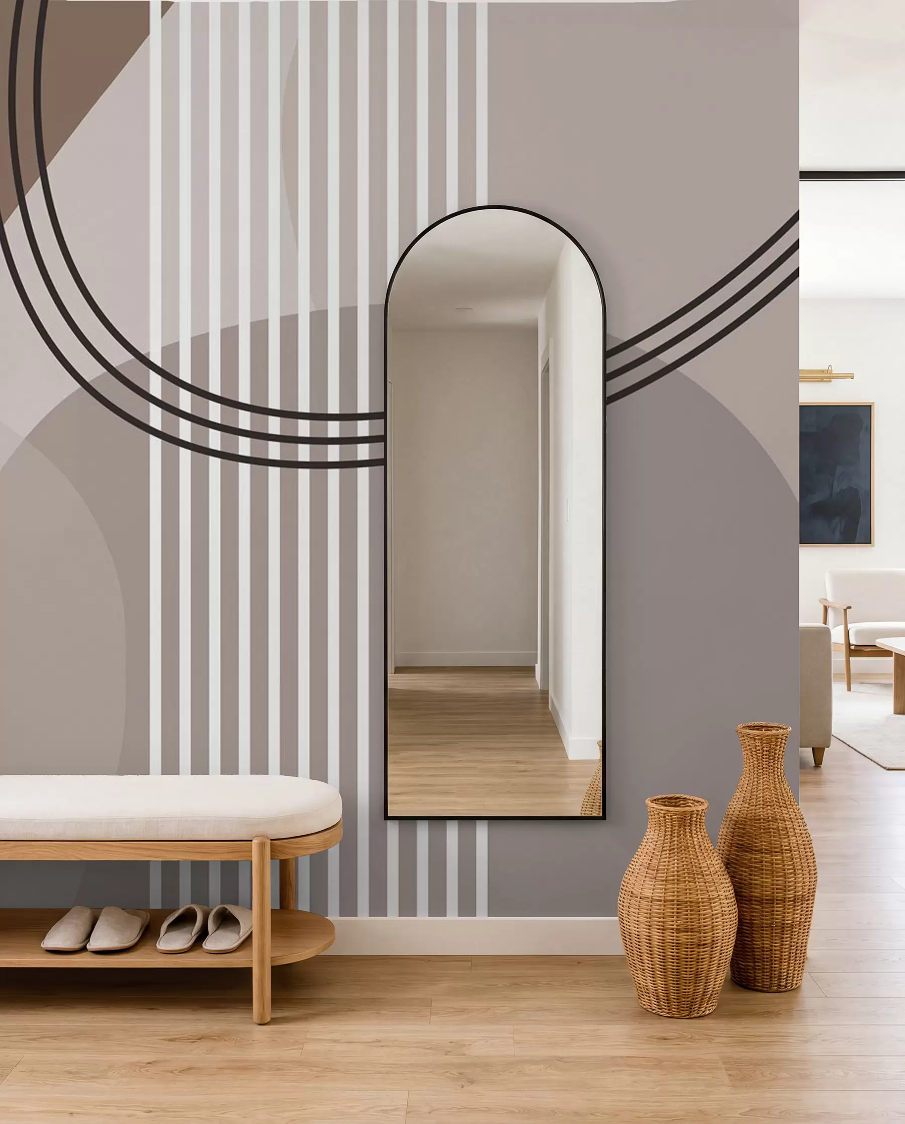 Valokuvatapetti Geometrinen abstraktioviiva ja ympyrä minimalismi moderni tyyli  w08173