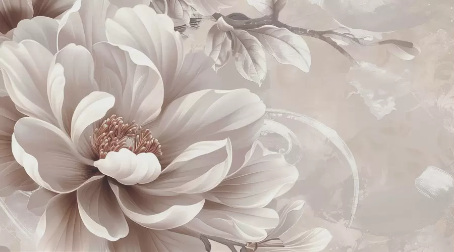 Valokuvatapetti Suuri pölyinen vaaleanpunainen kukka grunge-seinällä w08181v1