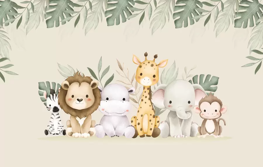 Valokuvatapetti safarieläimet akvarellimaaleilla w01406