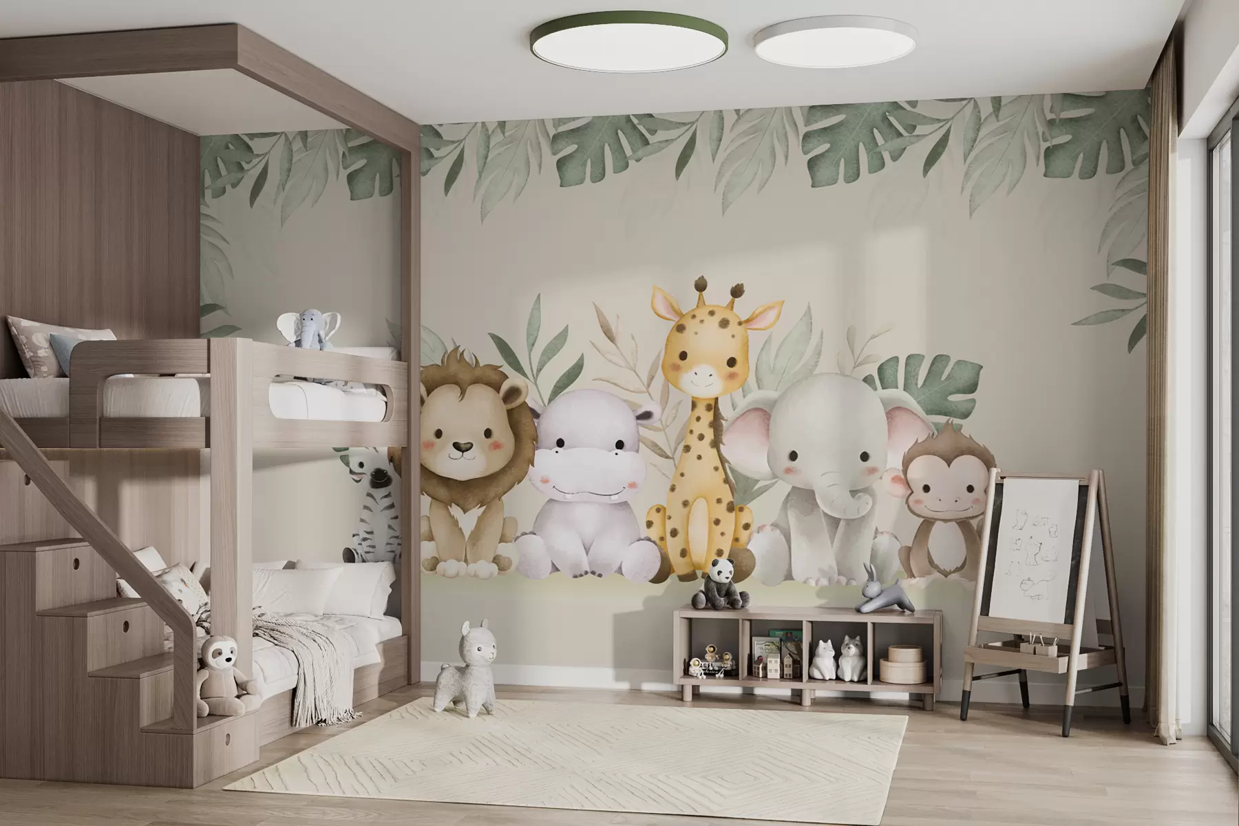 Valokuvatapetti safarieläimet akvarellimaaleilla w01406