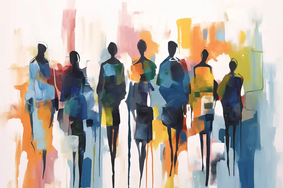 Valokuvatapetti Siluetteja abstrakteja ihmisiä w01559