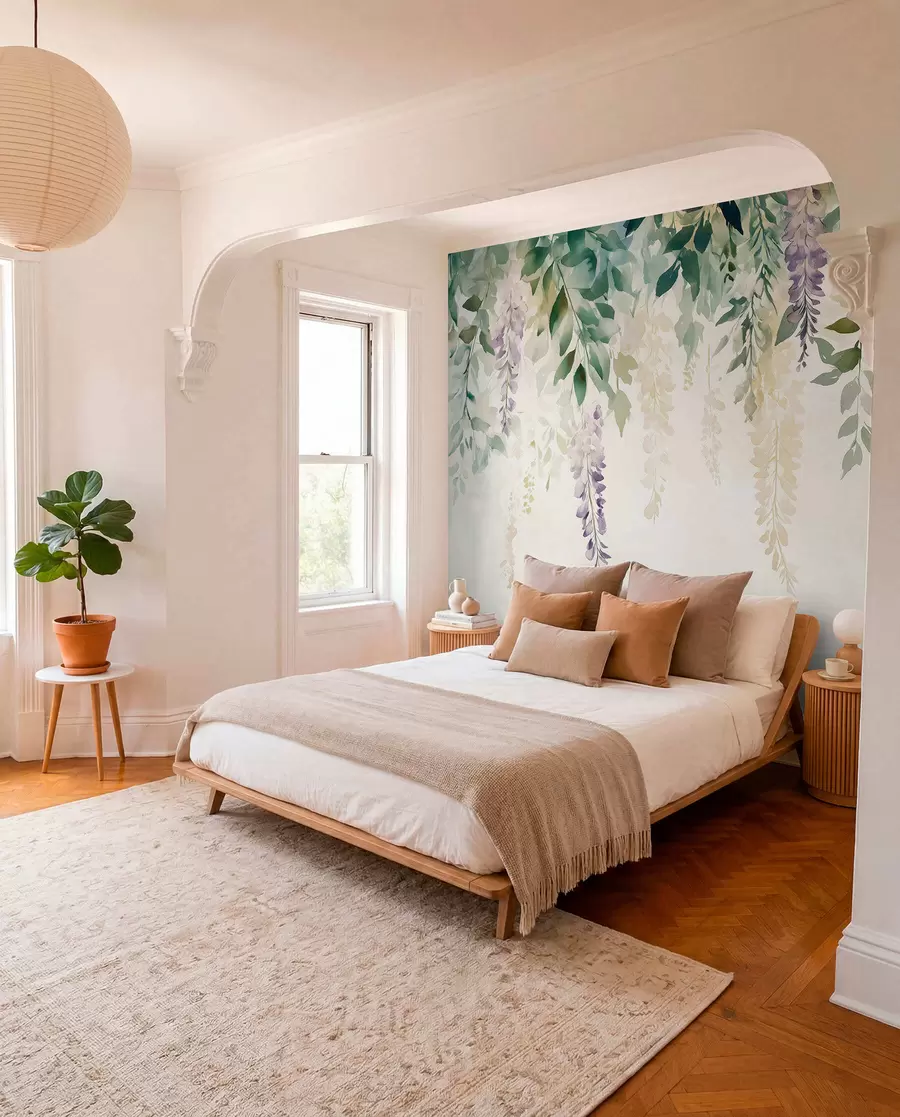 Valokuvatapetti Wisteria kukka koriste, kukka, akvarelli, luonnonvärit, luonnolliset värit w01545