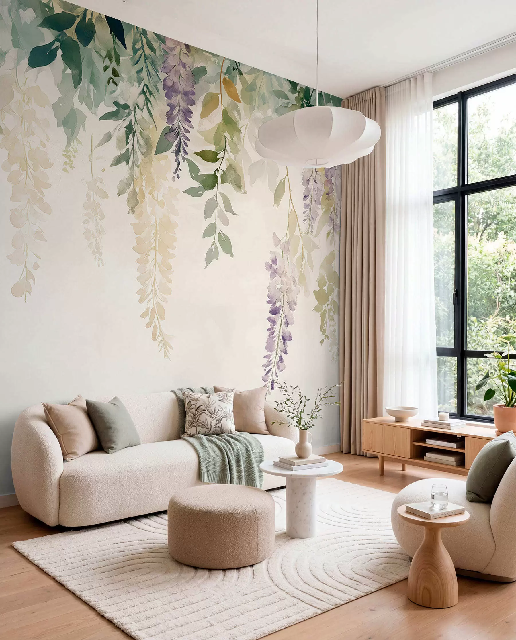 Valokuvatapetti Wisteria kukka koriste, kukka, akvarelli, luonnonvärit, luonnolliset värit w01545