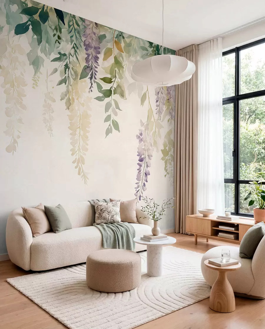 Valokuvatapetti Wisteria kukka koriste, kukka, akvarelli, luonnonvärit, luonnolliset värit w01545