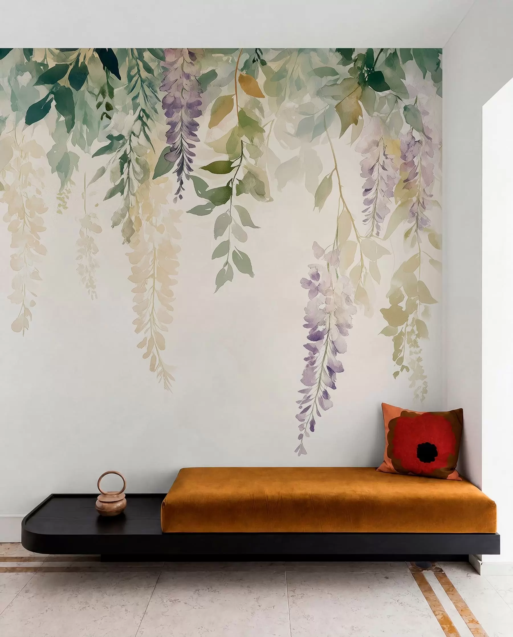 Valokuvatapetti Wisteria kukka koriste, kukka, akvarelli, luonnonvärit, luonnolliset värit w01545
