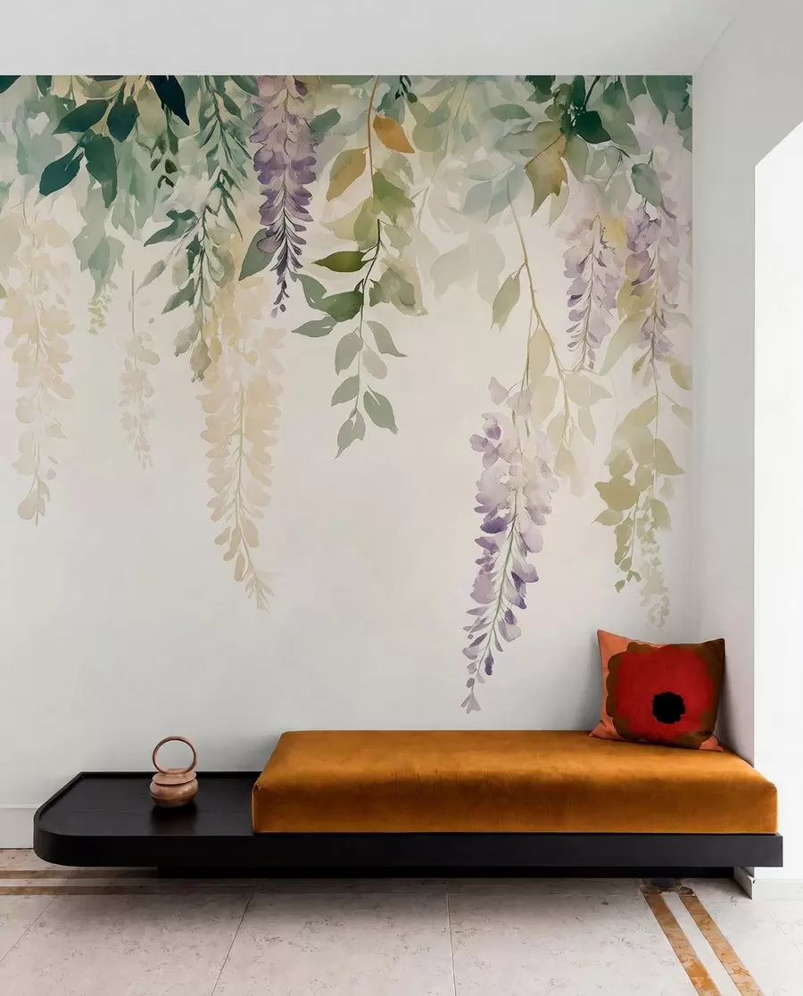 Valokuvatapetti Wisteria kukka koriste, kukka, akvarelli, luonnonvärit, luonnolliset värit w01545