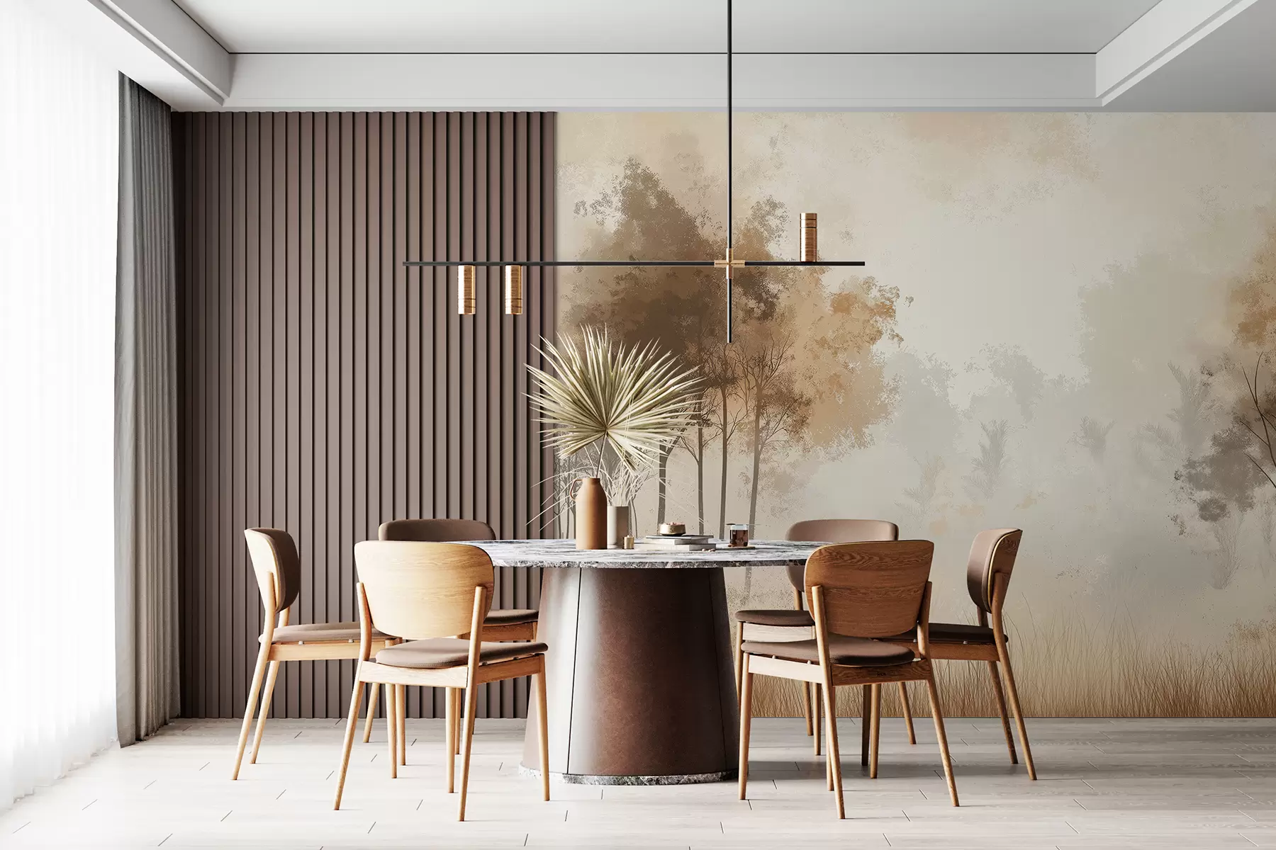 Valokuvatapetti Luontomaisemat, puut metsässä, grunge tekstuuri, beige värit w01564