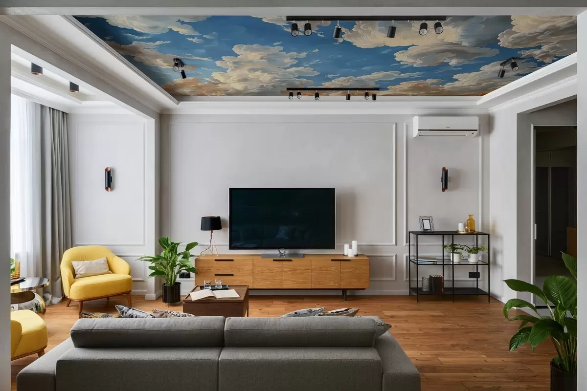 Valokuvatapetti Kerman, pehmeän persikan ja vaalean lämpimissä sävyissä leijuvat pilvet syvällä, elinvoimaisen sinisellä taivaalla w01583