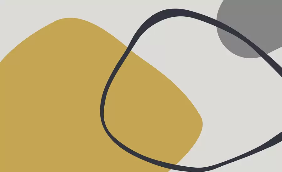 Valokuvatapetti Geometriset keltaiset ja harmaat muodot vaalealla taustalla w01687