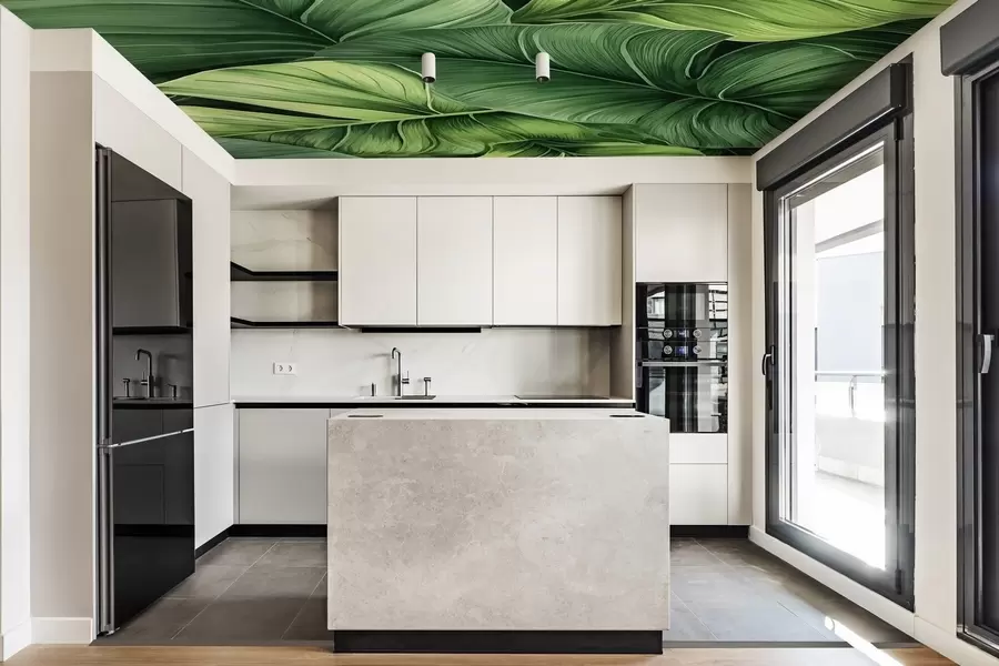 Valokuvatapetti Suuri trooppinen vihreä lehdet akvarelli w01782