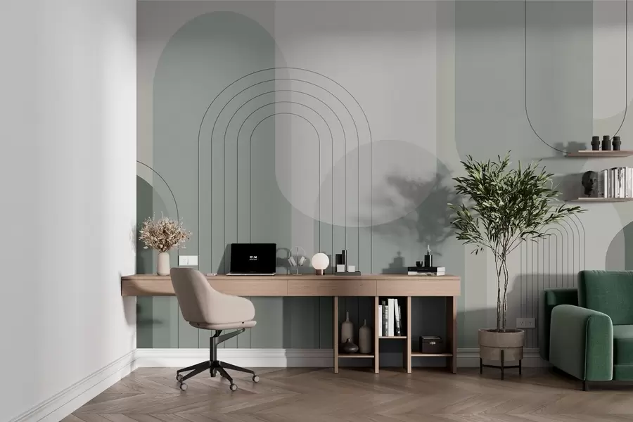 Valokuvatapetti Minimalistinen ja boho-geometria vihreillä sävyillä w01920