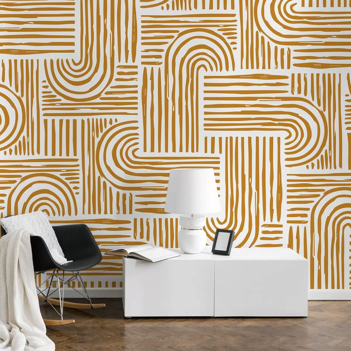 Valokuvatapetti Abstrakti linjat ja käyrät kuvio suunnittelu u99089v3