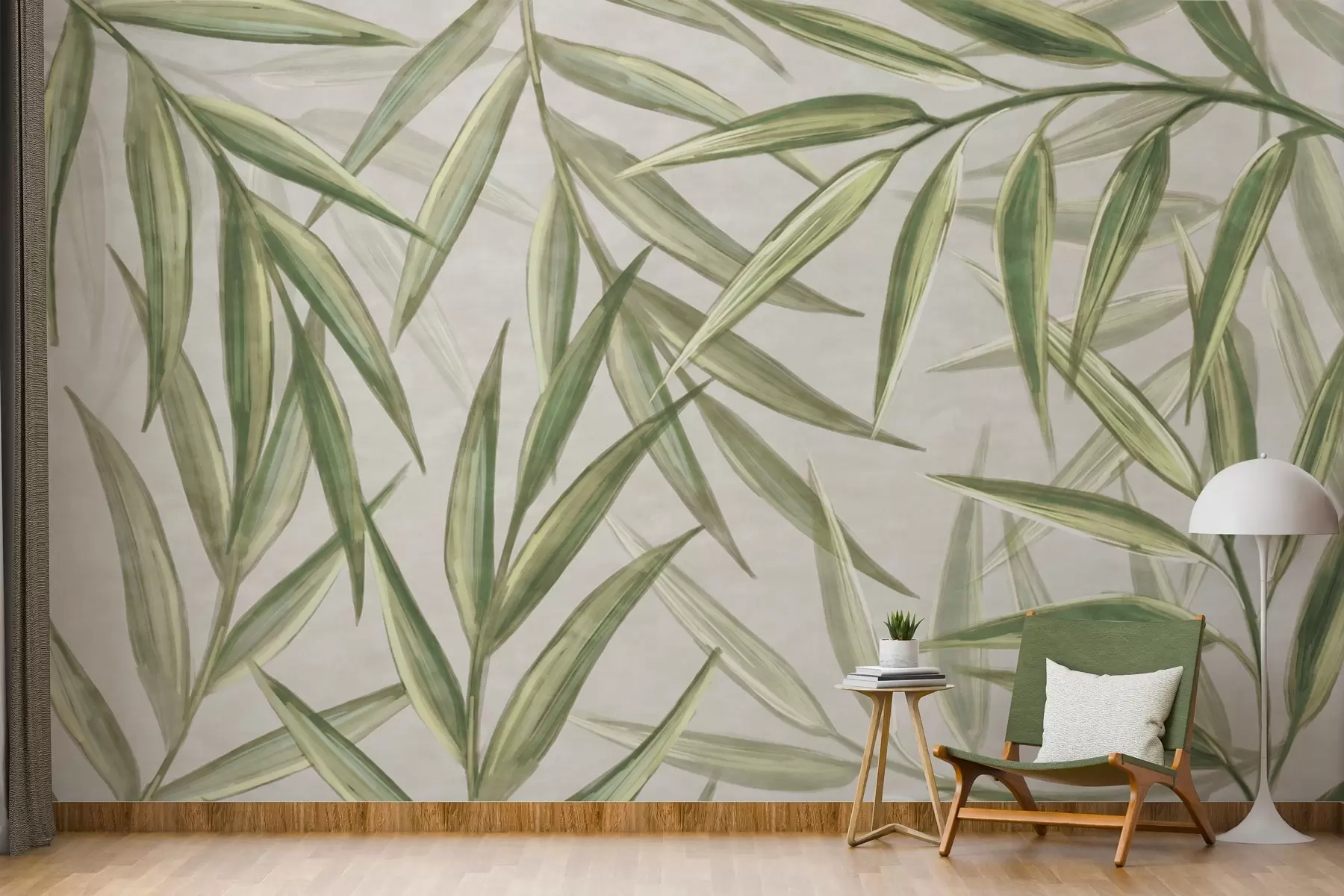 Valokuvatapetti Rehevät lehdet lempeissä vesivärisävyissä w00236