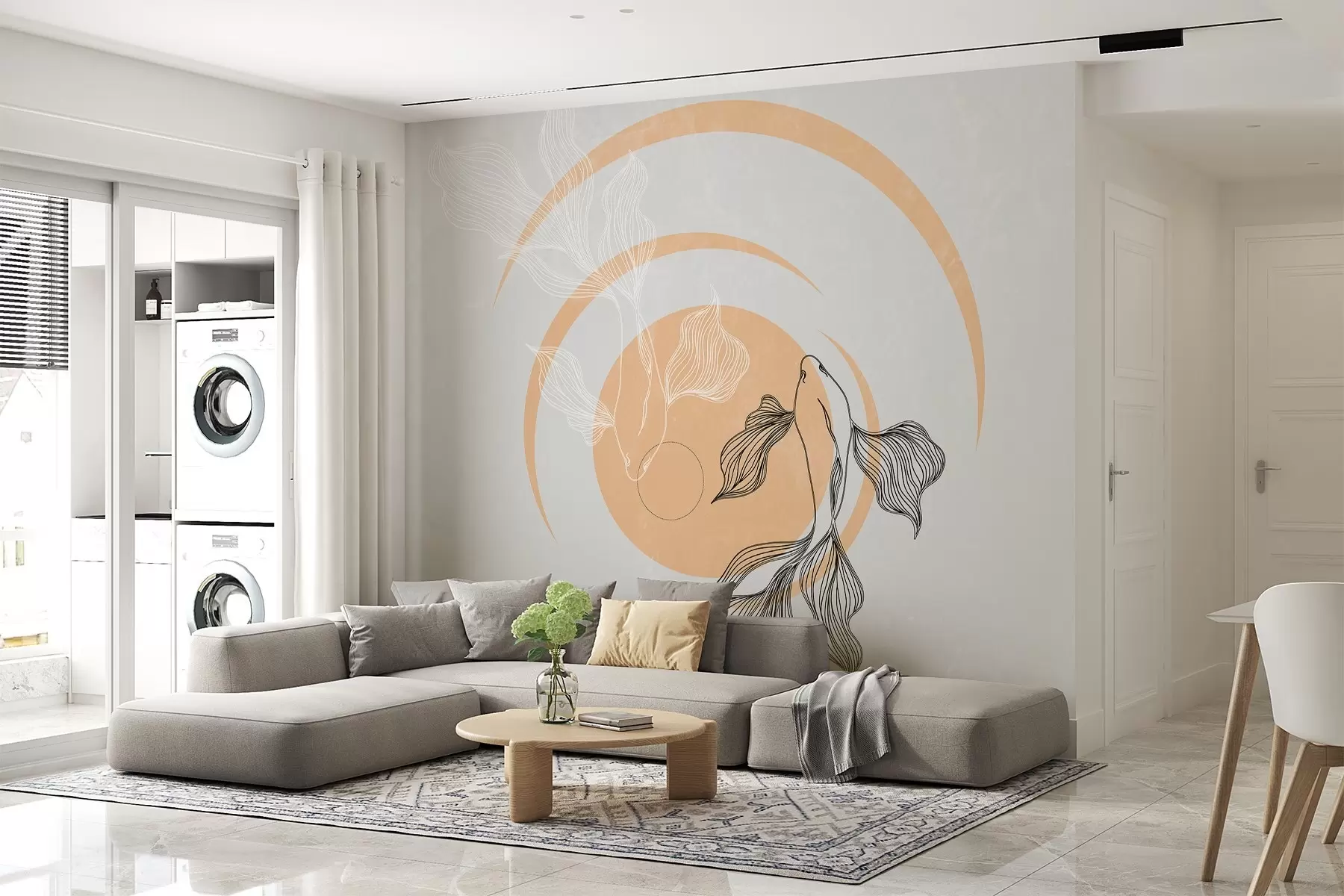 Valokuvatapetti Tyylikäs koi kala seesteisessä liikkeessä w00823v2