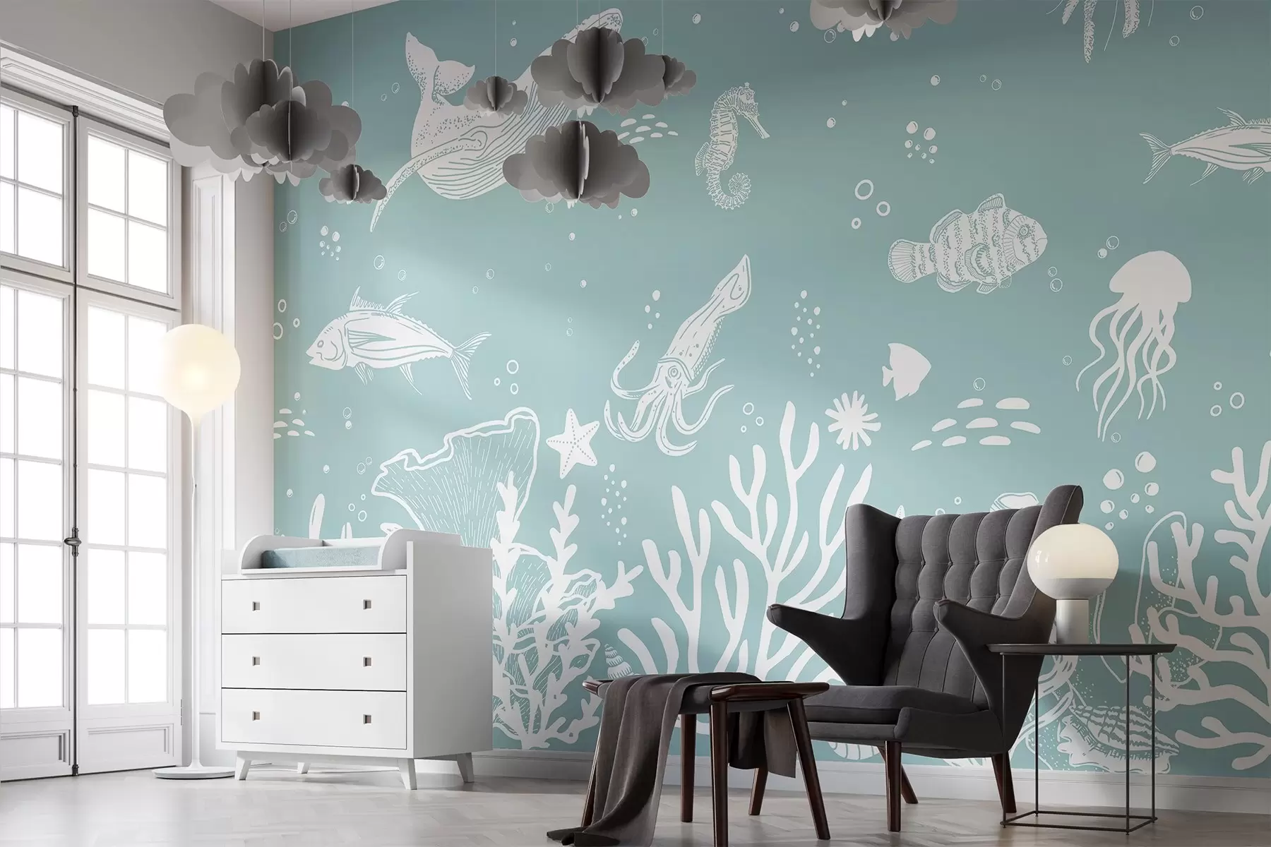 Valokuvatapetti Vedenalainen maailma täynnä elämää w00850