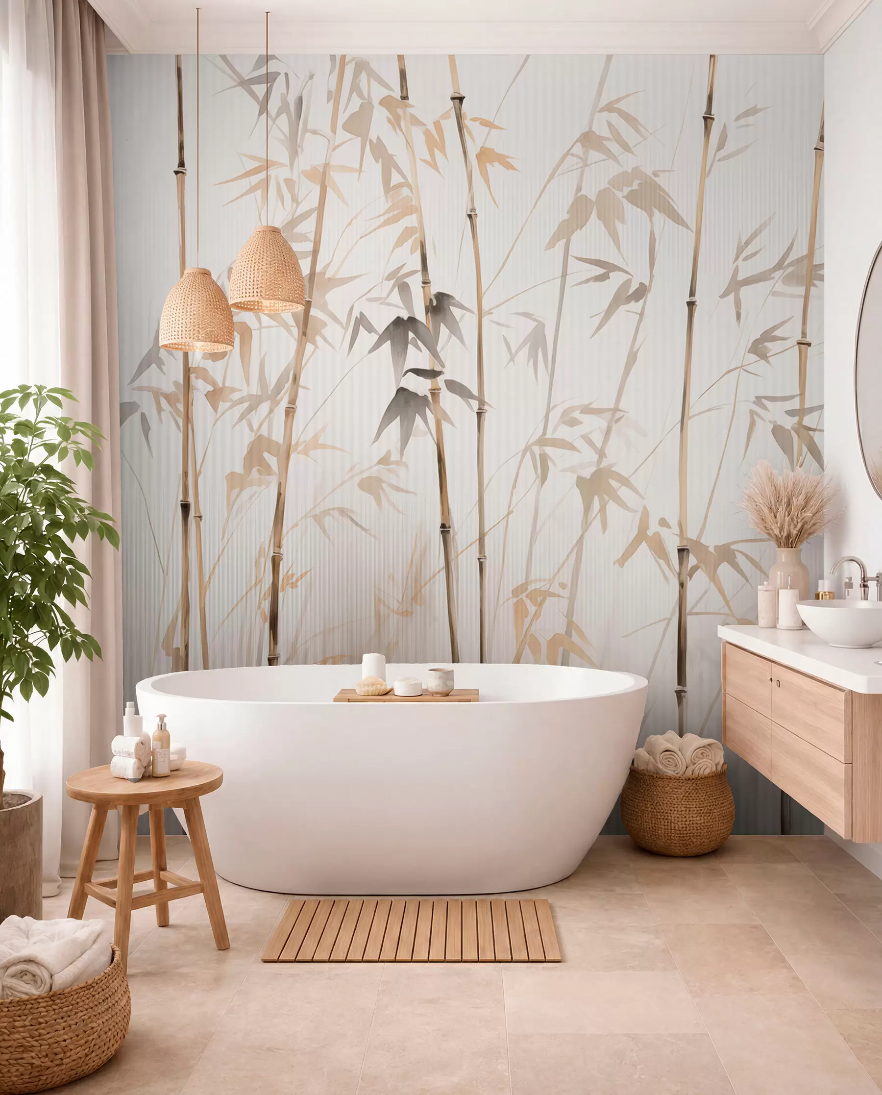 Valokuvatapetti Akvarelli bambu w08390