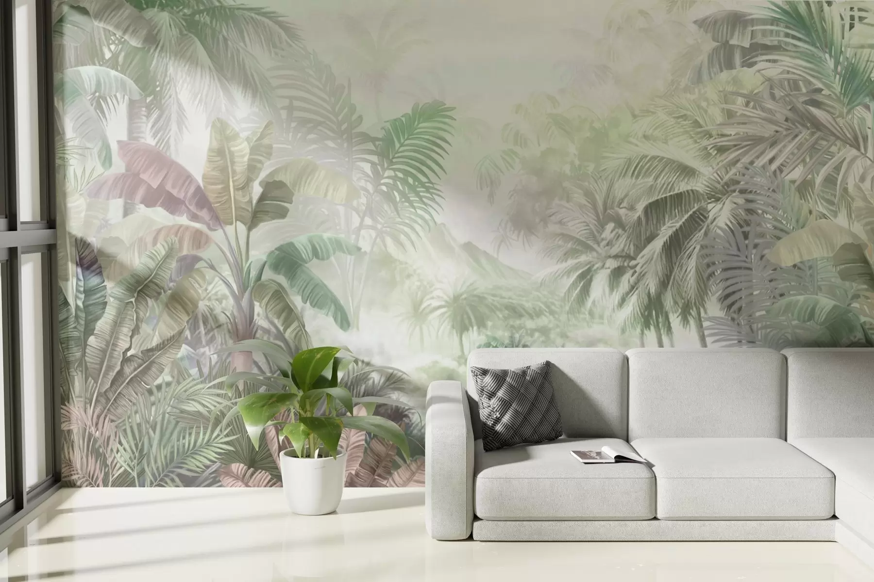 Valokuvatapetti Sademetsä pehmeillä vihreillä sävyillä w01931v1