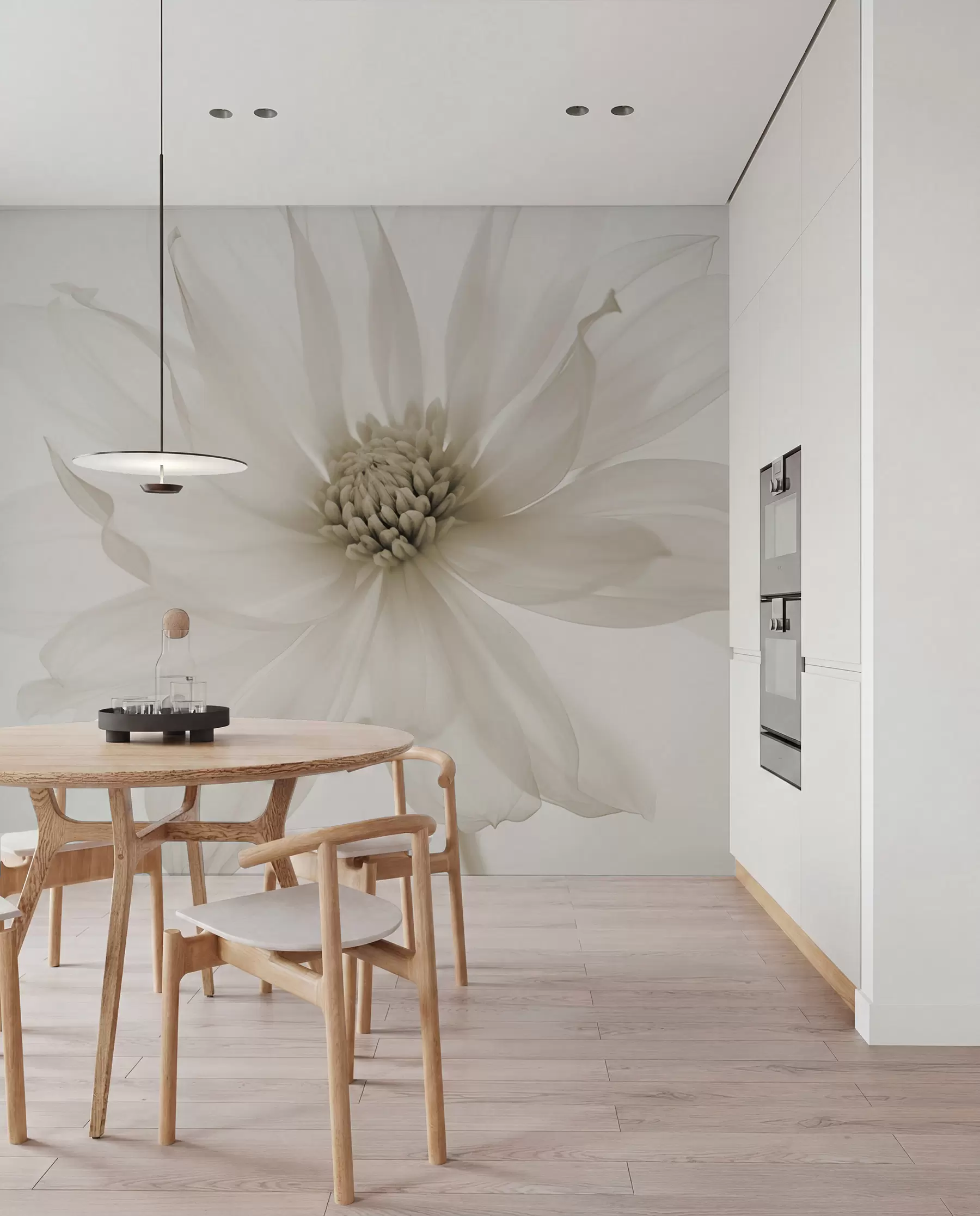 Valokuvatapetti Herkkä beige kukka vaalealla taustalla w02077v1